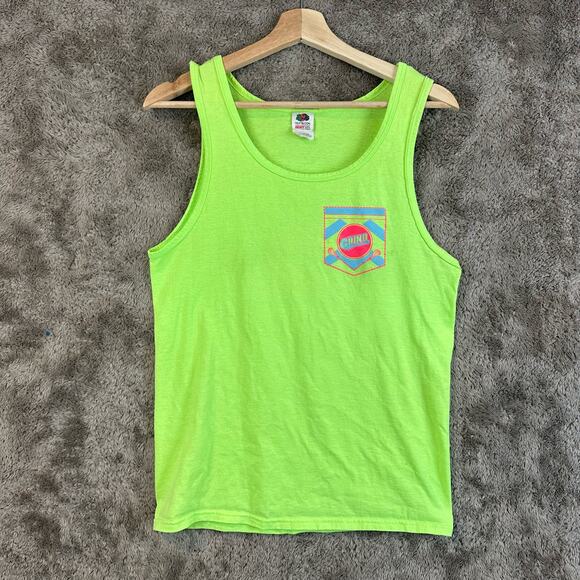 The Grind Lacrosse Tank Top Tee Neon Green Fruit of the Loom Heavy Cotton HD S - Picture 1 of 6